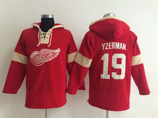 Detroit Red Wings 19 Steve Yzerman red with cream NHL hockey Hoodies new style