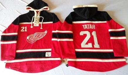 Detroit Red Wings 21 Tomas Tatar Red Sawyer Hooded Sweatshirt NHL Jersey
