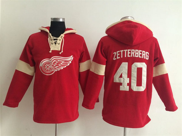 Detroit Red Wings 40 Henrik Zetterberg red with cream NHL hockey Hoodies new style