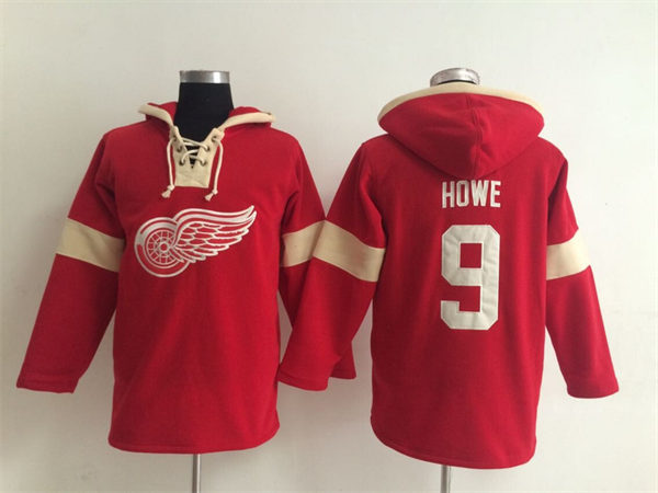 Detroit Red Wings 9 Gordie Howe red with cream NHL hockey Hoodies new style