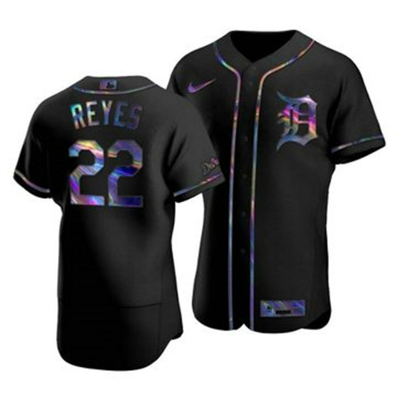 Detroit Tigers #22 Victor Reyes Men's Nike Iridescent Holographic Collection MLB Jersey - Black