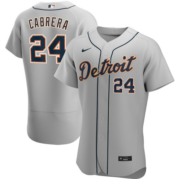 Detroit Tigers #24 Miguel Cabrera Men's Nike Gray Road 2020 Authentic Player MLB Jersey
