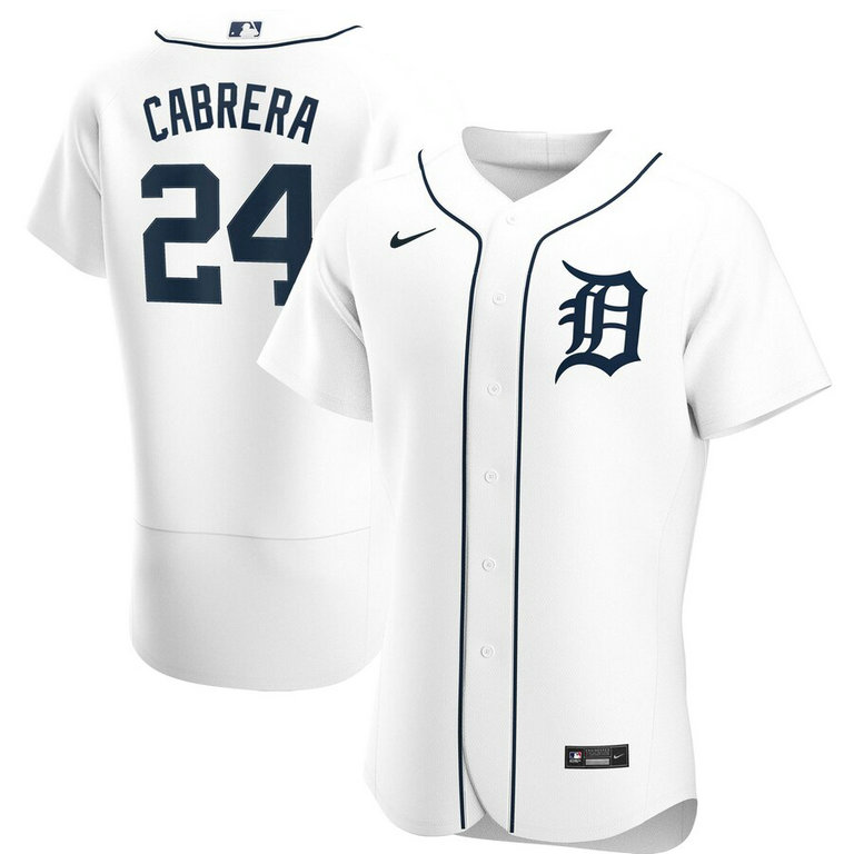 Detroit Tigers #24 Miguel Cabrera Men's Nike White Home 2020 Authentic Player MLB Jersey