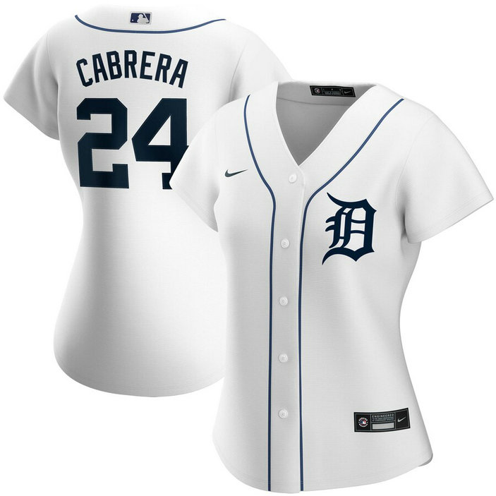 Detroit Tigers #24 Miguel Cabrera Nike Women's Home 2020 MLB Player Jersey White