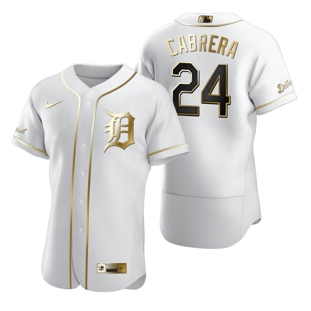 Detroit Tigers #24 Miguel Cabrera White Nike Men's Authentic Golden Edition MLB Jersey