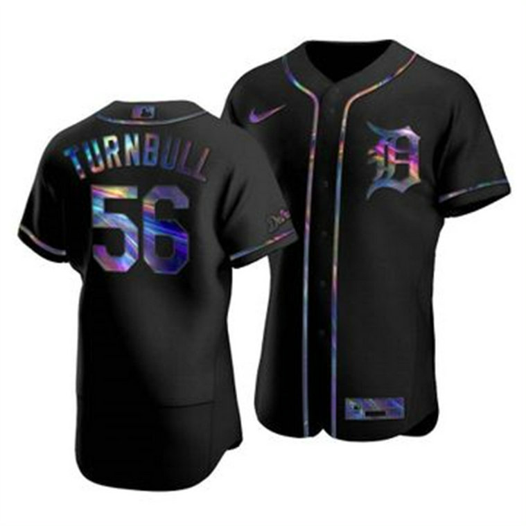 Detroit Tigers #56 Spencer Turnbull Men's Nike Iridescent Holographic Collection MLB Jersey - Black