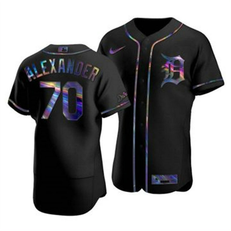 Detroit Tigers #70 Tyler Alexander Men's Nike Iridescent Holographic Collection MLB Jersey - Black