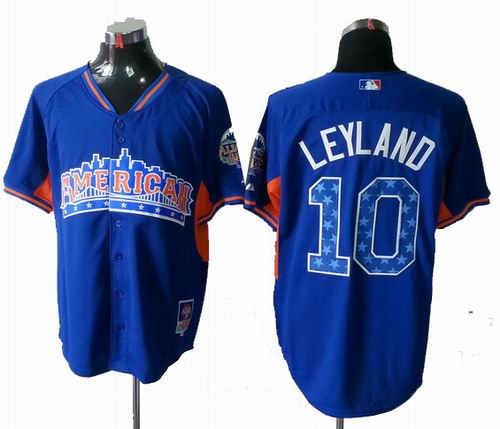 Detroit Tigers 10# Jim Leyland American League 2013 All Star blue Jersey