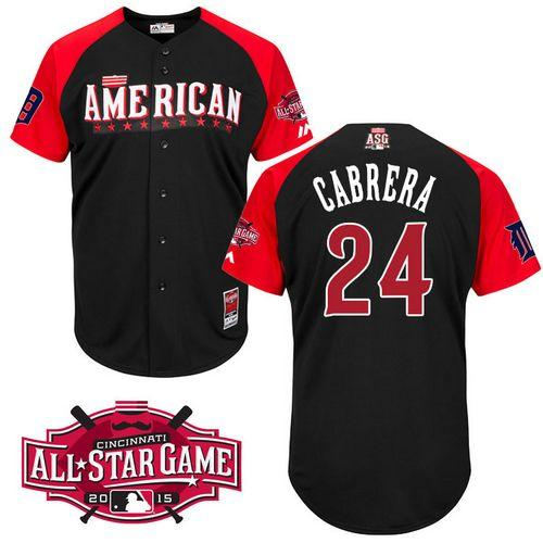 Detroit Tigers 24 Miguel Cabrera Black 2015 All-Star American League Baseball jersey