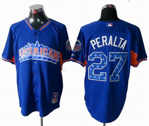 Detroit Tigers 27# Jhonny Peralta American League 2013 All Star blue Jersey