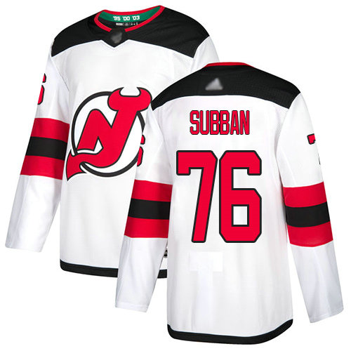 Devils #76 P. K. Subban White Road Authentic Stitched Hockey Jersey