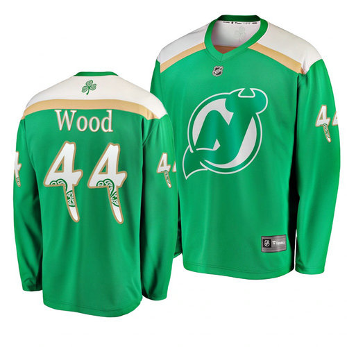 Devils 44 Miles Wood Green 2019 St. Patrick's Day Adidas Jersey