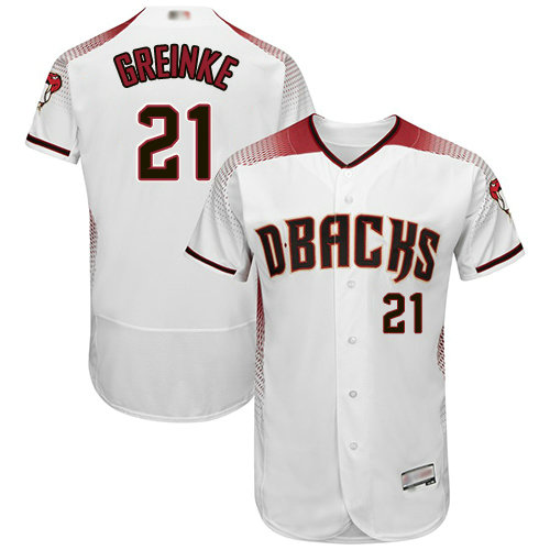 Diamondbacks #21 Zack Greinke White Crimson Flexbase Authentic Collection Stitched Baseball Jersey
