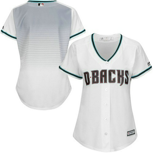 Diamondbacks Blank White Teal Home Women's Stitched MLB Jersey_1