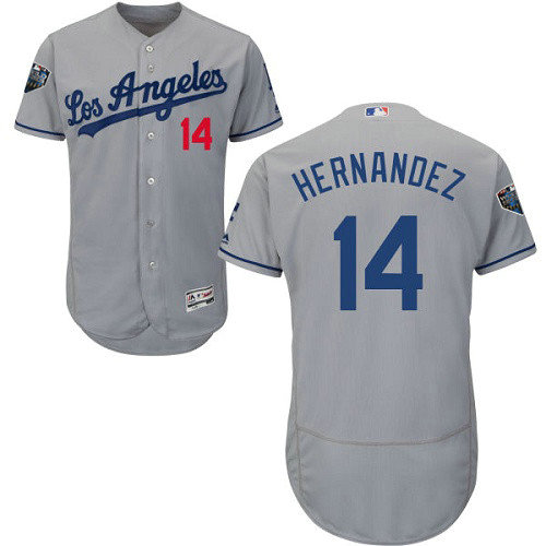 Dodgers #14 Enrique Hernandez Grey Flexbase Authentic Collection 2018 World Series Stitched MLB Jersey