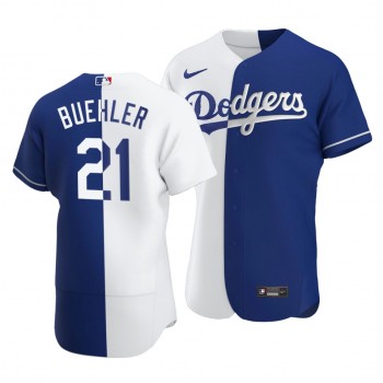 Dodgers #21 Walker Buehler Split White Blue Two-Tone Jersey