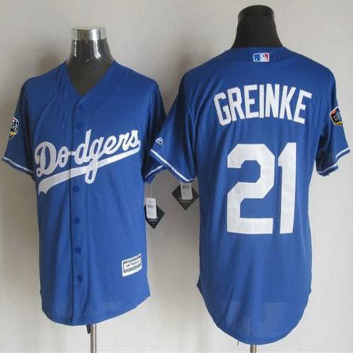 Dodgers #21 Zack Greinke Blue New Cool Base 2018 World Series Stitched MLB Jersey