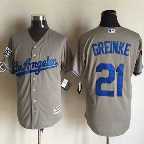 Dodgers #21 Zack Greinke Grey New Cool Base 2018 World Series Stitched MLB Jersey