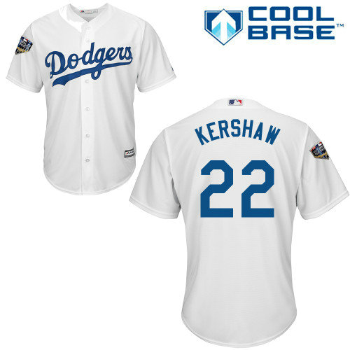 Dodgers #22 Clayton Kershaw White New Cool Base 2018 World Series Stitched MLB Jersey