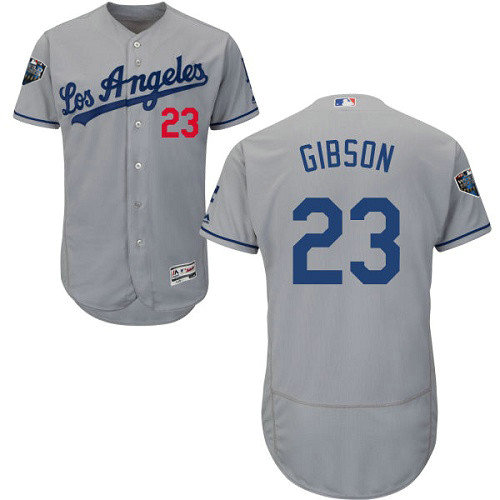 Dodgers #23 Kirk Gibson Grey Flexbase Authentic Collection 2018 World Series Stitched MLB Jersey
