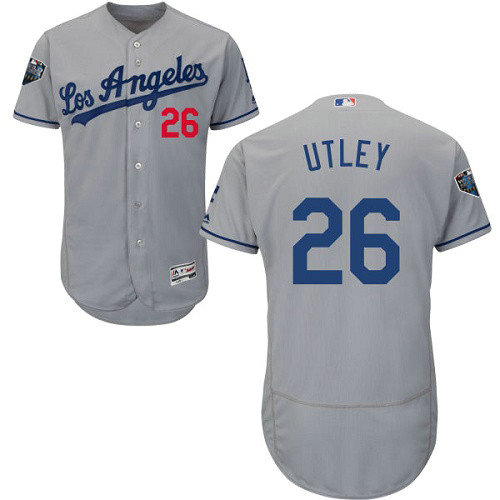 Dodgers #26 Chase Utley Grey Flexbase Authentic Collection 2018 World Series Stitched MLB Jersey