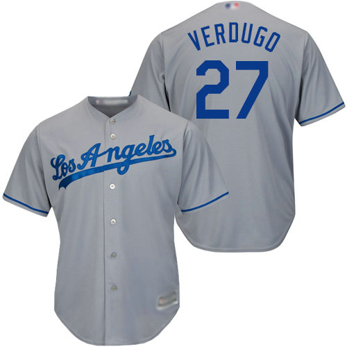 Dodgers #27 Alex Verdugo Grey Cool Base Stitched Youth Baseball Jersey