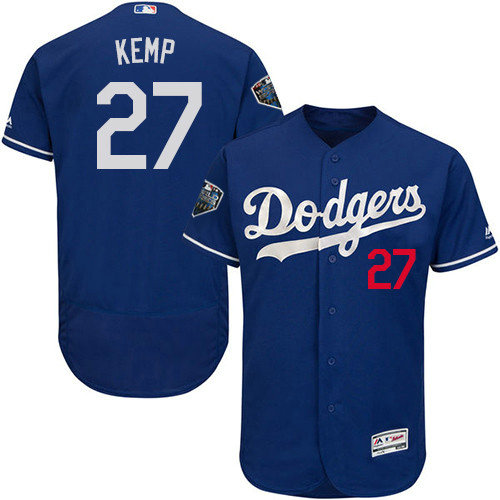 Dodgers #27 Matt Kemp Blue Flexbase Authentic Collection 2018 World Series Stitched MLB Jersey