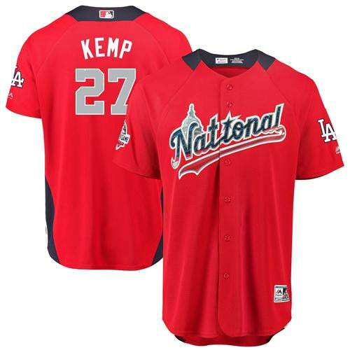 Dodgers #27 Matt Kemp Red 2018 All-Star National League Stitched Baseball Jersey