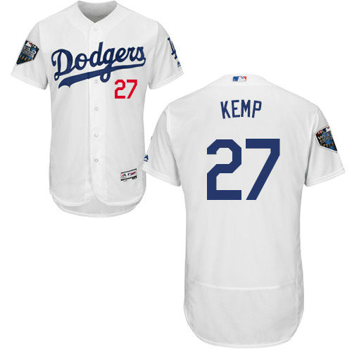 Dodgers #27 Matt Kemp White Flexbase Authentic Collection 2018 World Series Stitched MLB Jersey