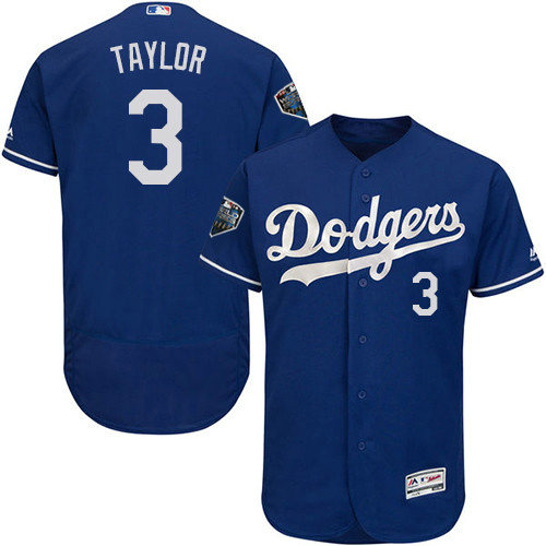 Dodgers #3 Chris Taylor Blue Flexbase Authentic Collection 2018 World Series Stitched MLB Jersey