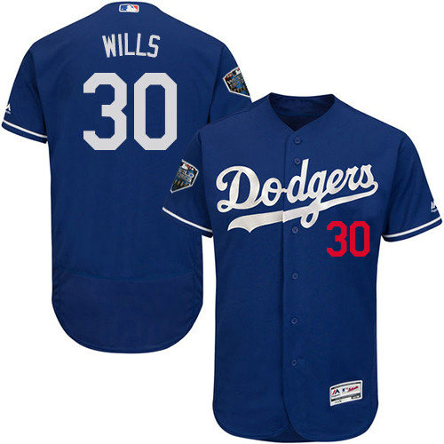 Dodgers #30 Maury Wills Blue Flexbase Authentic Collection 2018 World Series Stitched MLB Jersey