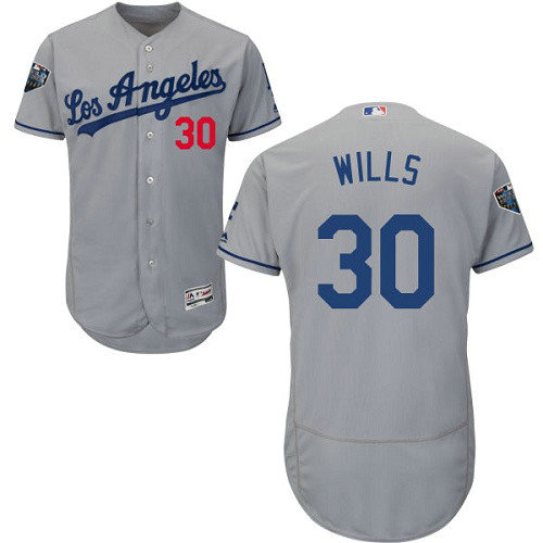 Dodgers #30 Maury Wills Grey Flexbase Authentic Collection 2018 World Series Stitched MLB Jersey