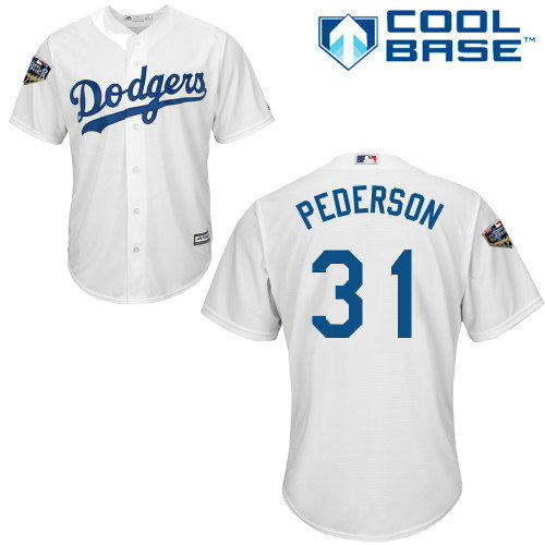 Dodgers #31 Joc Pederson White Cool Base 2018 World Series Stitched Youth MLB Jersey