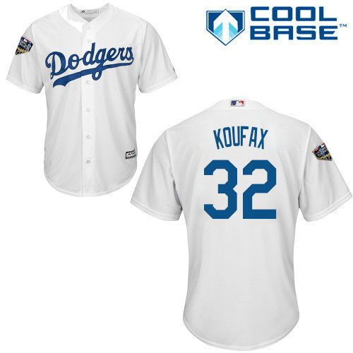Dodgers #32 Sandy Koufax White Cool Base 2018 World Series Stitched Youth MLB Jersey