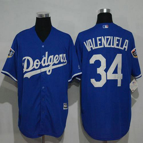 Dodgers #34 Fernando Valenzuela Blue New Cool Base 2018 World Series Stitched MLB Jersey