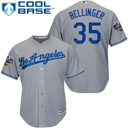 Dodgers #35 Cody Bellinger Grey Cool Base 2018 World Series Stitched Youth MLB Jersey