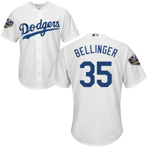 Dodgers #35 Cody Bellinger White Cool Base 2018 World Series Stitched Youth MLB Jersey