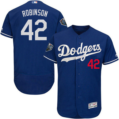 Dodgers #42 Jackie Robinson Blue Flexbase Authentic Collection 2018 World Series Stitched MLB Jersey