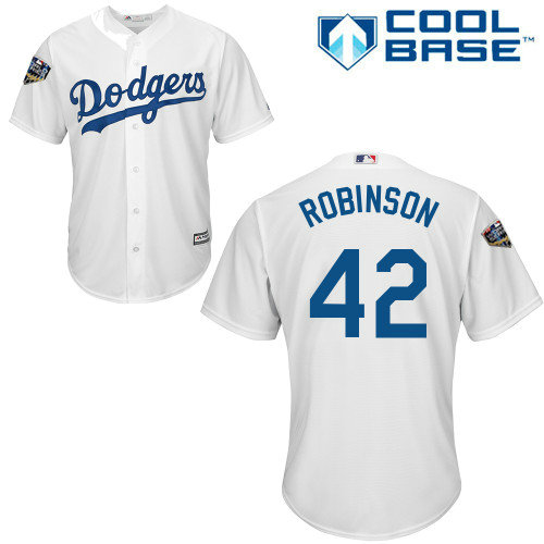 Dodgers #42 Jackie Robinson White New Cool Base 2018 World Series Stitched MLB Jersey