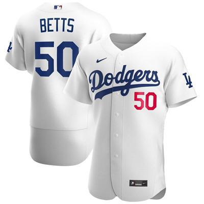 Dodgers #50 Mookie Betts Nike White Jersey