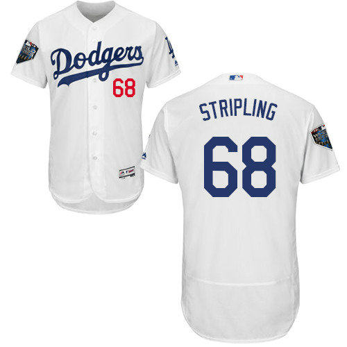 Dodgers #68 Ross Stripling White Flexbase Authentic Collection 2018 World Series Stitched MLB Jersey