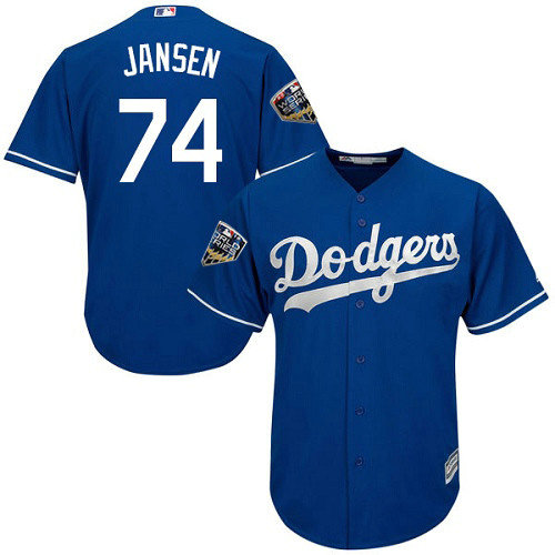 Dodgers #74 Kenley Jansen Blue Cool Base 2018 World Series Stitched Youth MLB Jersey