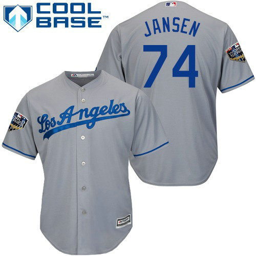 Dodgers #74 Kenley Jansen Grey Cool Base 2018 World Series Stitched Youth MLB Jersey