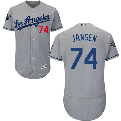 Dodgers #74 Kenley Jansen Grey Flexbase Authentic Collection 2018 World Series Stitched MLB Jersey