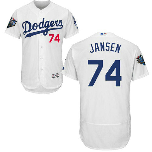 Dodgers #74 Kenley Jansen White Flexbase Authentic Collection 2018 World Series Stitched MLB Jersey