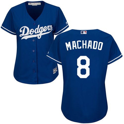 Dodgers #8 Manny Machado Blue Alternate Women's Stitched Baseball Jersey