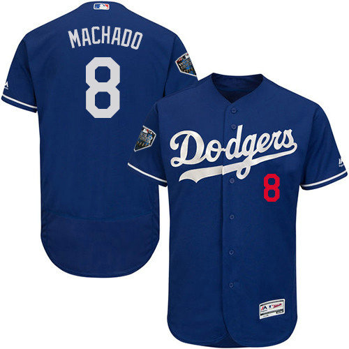 Dodgers #8 Manny Machado Blue Flexbase Authentic Collection 2018 World Series Stitched MLB Jersey