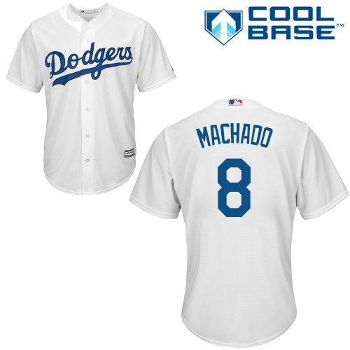 Dodgers #8 Manny Machado White Cool Base Stitched Youth Baseball Jersey