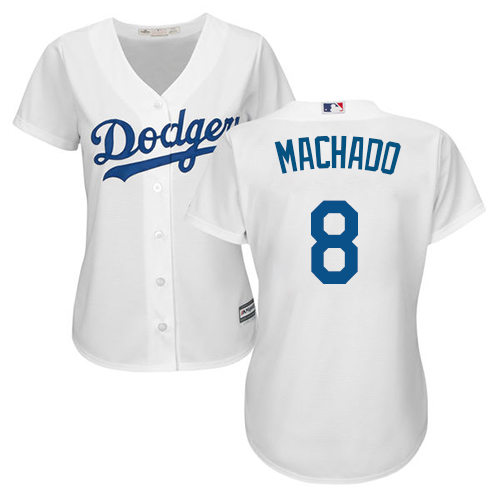 Dodgers #8 Manny Machado White Home Women's Stitched Baseball Jersey