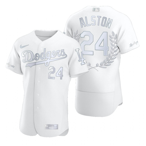 Dodgers 24 Walter Alston White Nike Flexbase Fashion Jersey